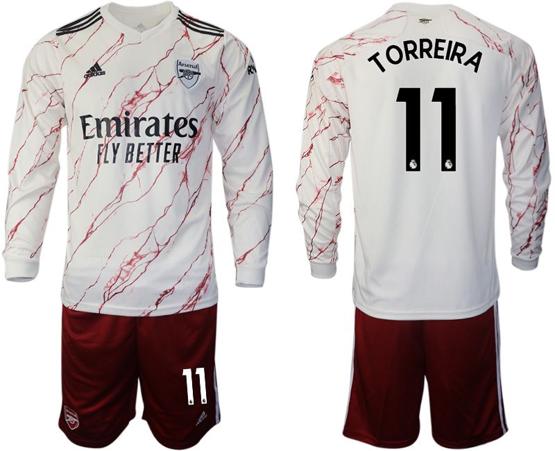 Men 2020-2021 club Arsenal away long sleeve #11 white Soccer Jerseys->arsenal jersey->Soccer Club Jersey